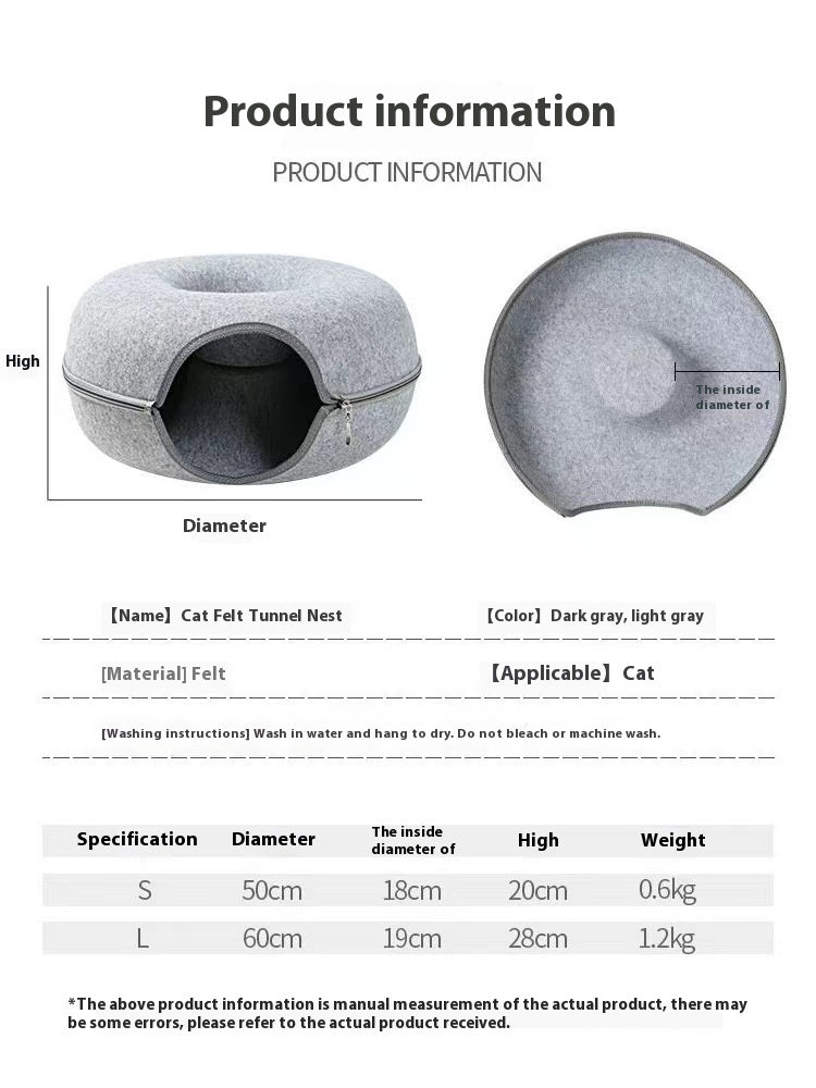 Comfortable Round Pet Tunnel Bed Sleeping Nest