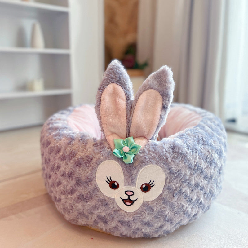 Pet Plush Round Nest Bed Four Seasons Cushion Design