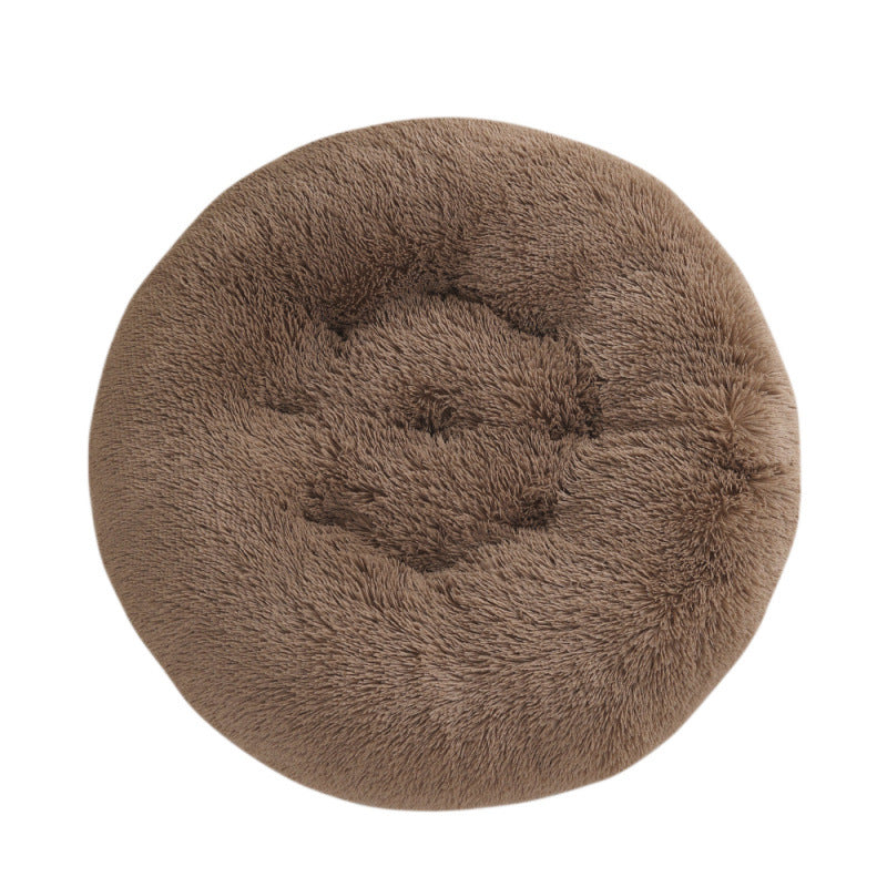 Plush Round Pet Bed Warm Sleeping Mat Cushion