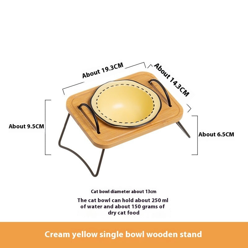 Multi Functional Wooden Pet Bowl Rack Ceramic Feeding Station