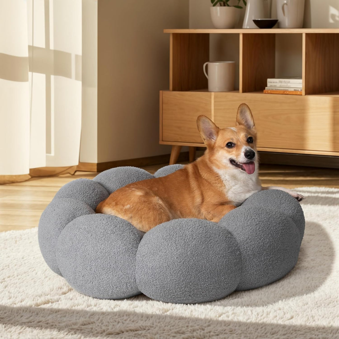 Pet Calming Plush Donut Bed Non Slip Washable