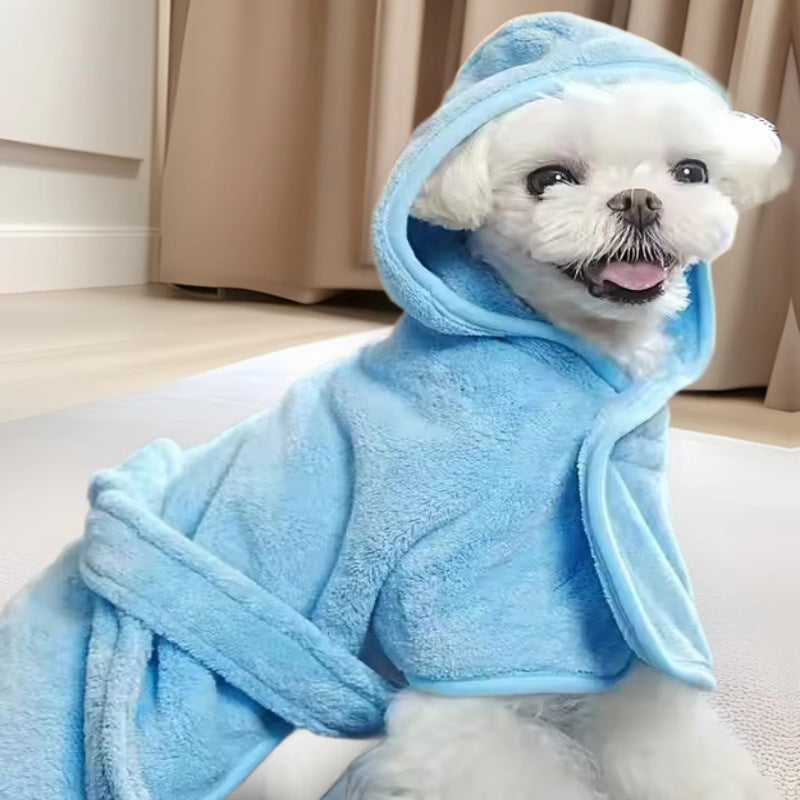 Soft Thickened Coral Fleece Wearable Pet Bathrobe
