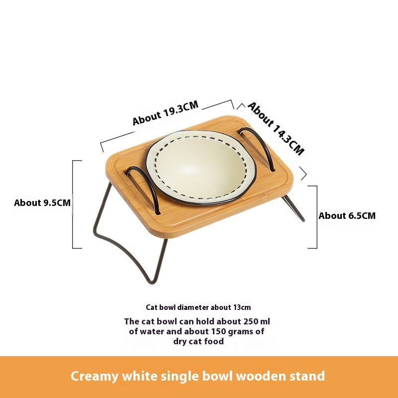 Multi Functional Wooden Pet Bowl Rack Ceramic Feeding Station