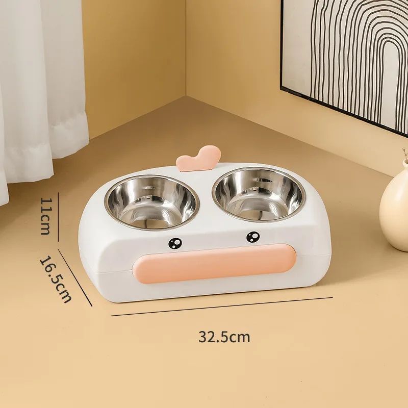 Pet Duck Design Double Bowl Feeding Tray Water Food Feeder