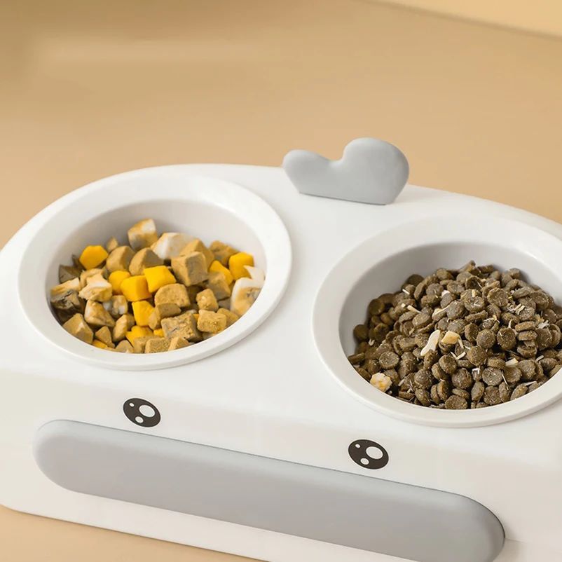 Pet Duck Design Double Bowl Feeding Tray Water Food Feeder