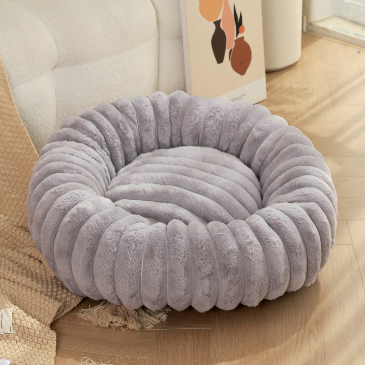 Pet Plush Round Winter Warm Nest Bed Kennel