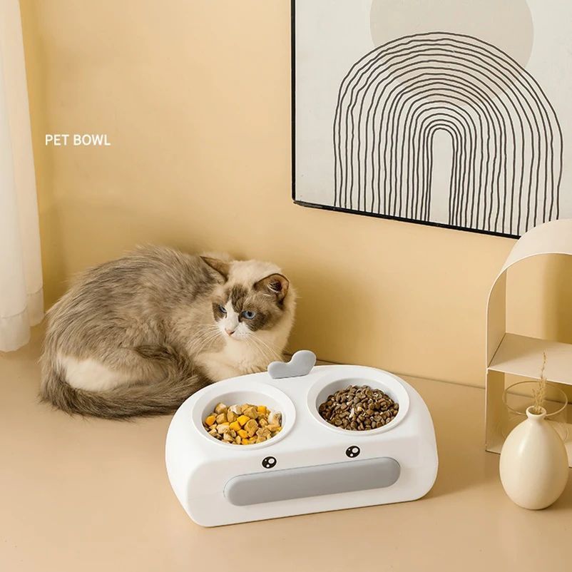 Pet Duck Design Double Bowl Feeding Tray Water Food Feeder