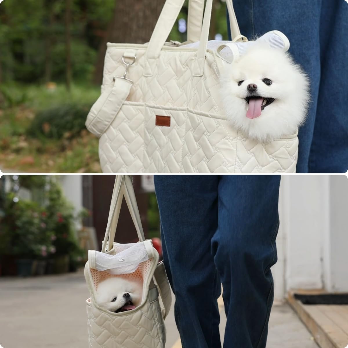 Breathable Mesh Pet Carrier Tote With Storage Pockets