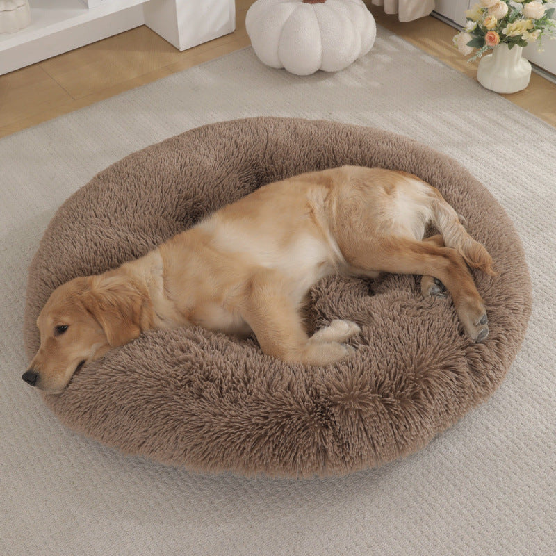 Plush Round Pet Bed Warm Sleeping Mat Cushion