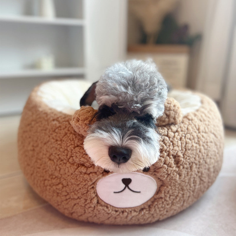 Pet Plush Round Nest Bed Four Seasons Cushion Design