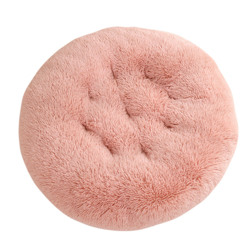 Plush Round Pet Bed Warm Sleeping Mat Cushion