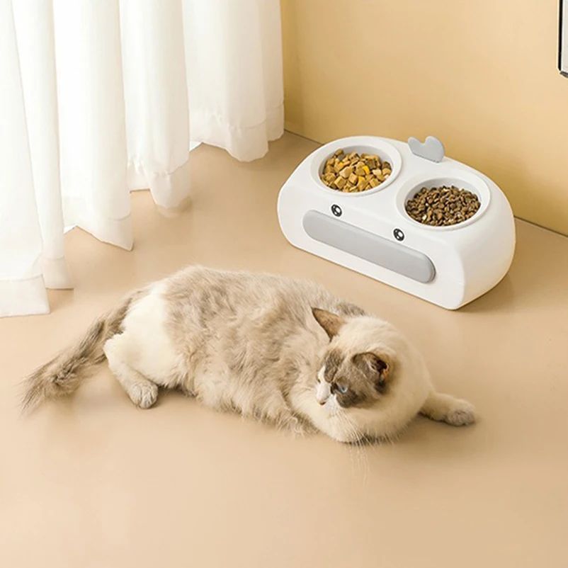 Pet Duck Design Double Bowl Feeding Tray Water Food Feeder