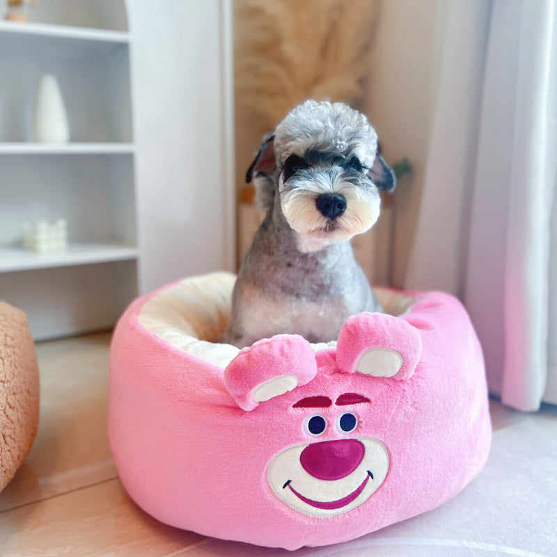 Pet Plush Round Nest Bed Four Seasons Cushion Design