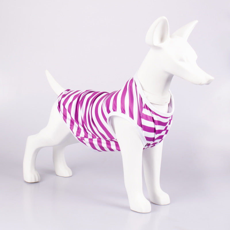 Striped Crew Neck Tank Top Pet Apparel