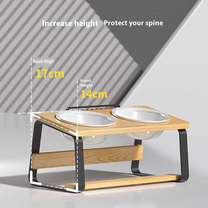 Ceramic Double Pet Bowl Elevated Feeding Water Station