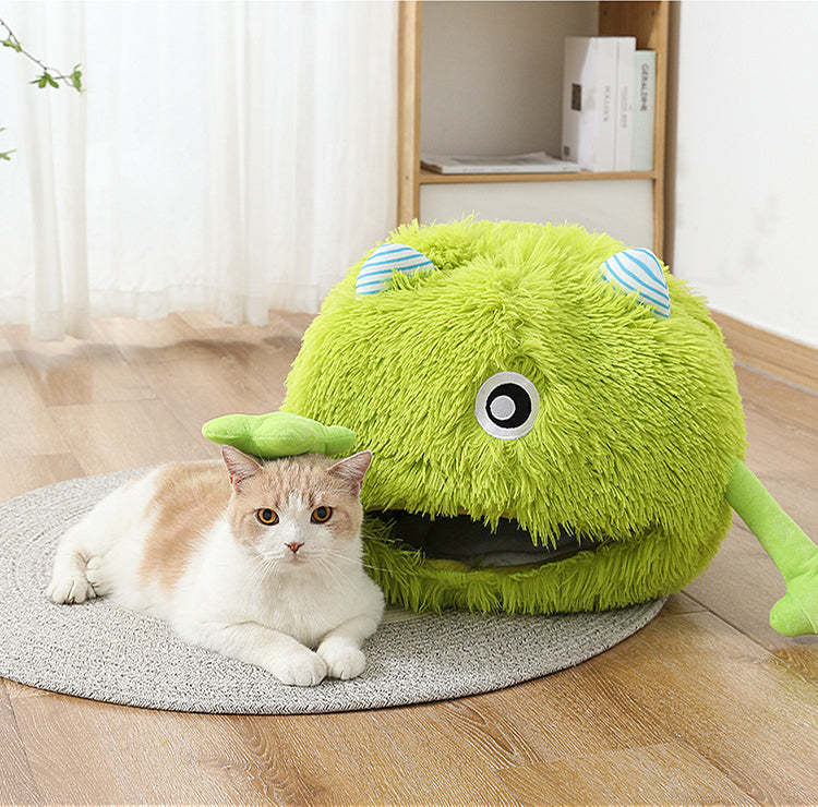 Pet Calming Fluffy Round Bed Machine Washable Non Slip