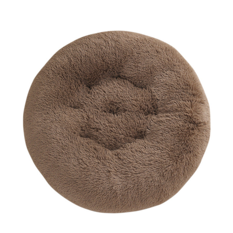 Plush Round Pet Bed Warm Sleeping Mat Cushion