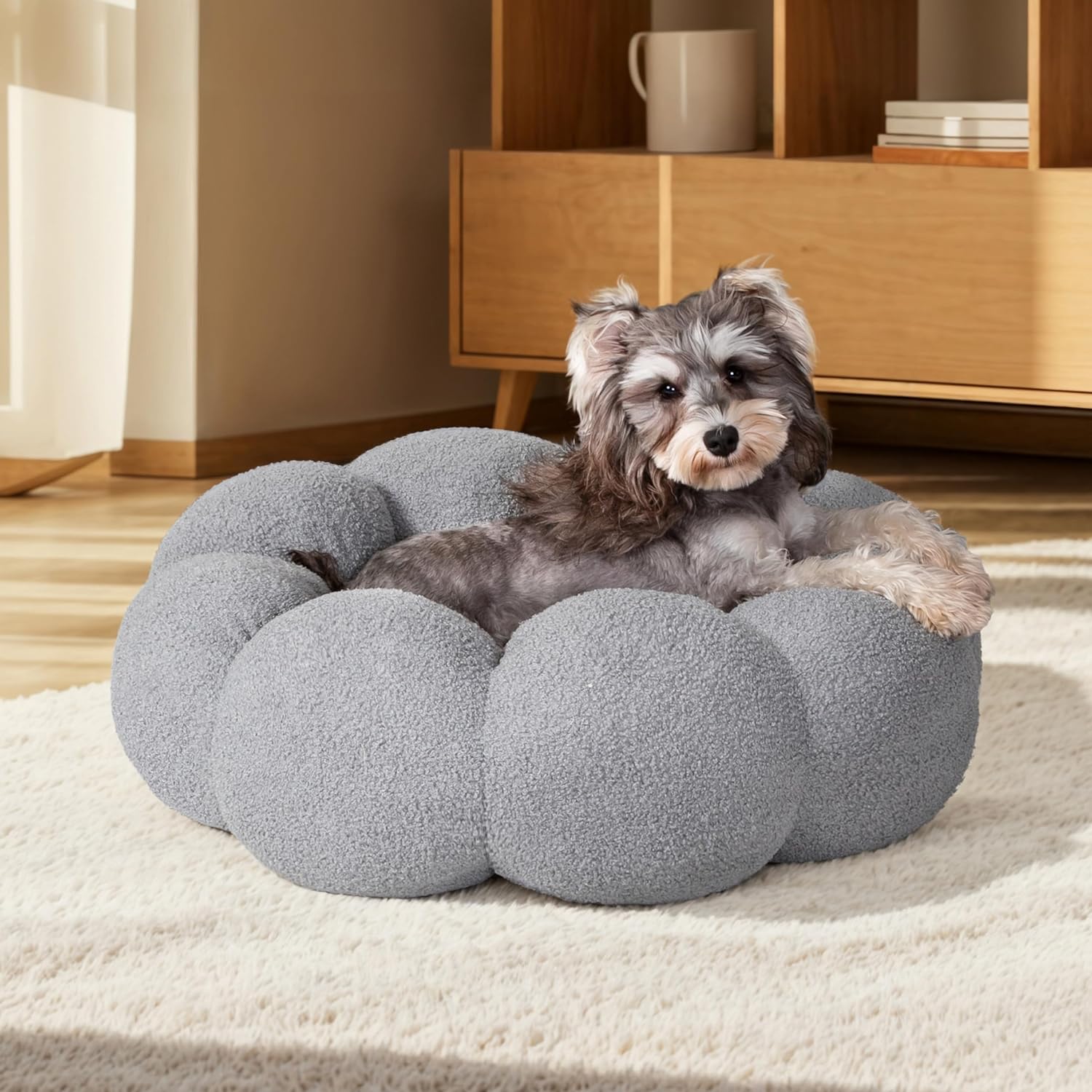 Pet Calming Plush Donut Bed Non Slip Washable