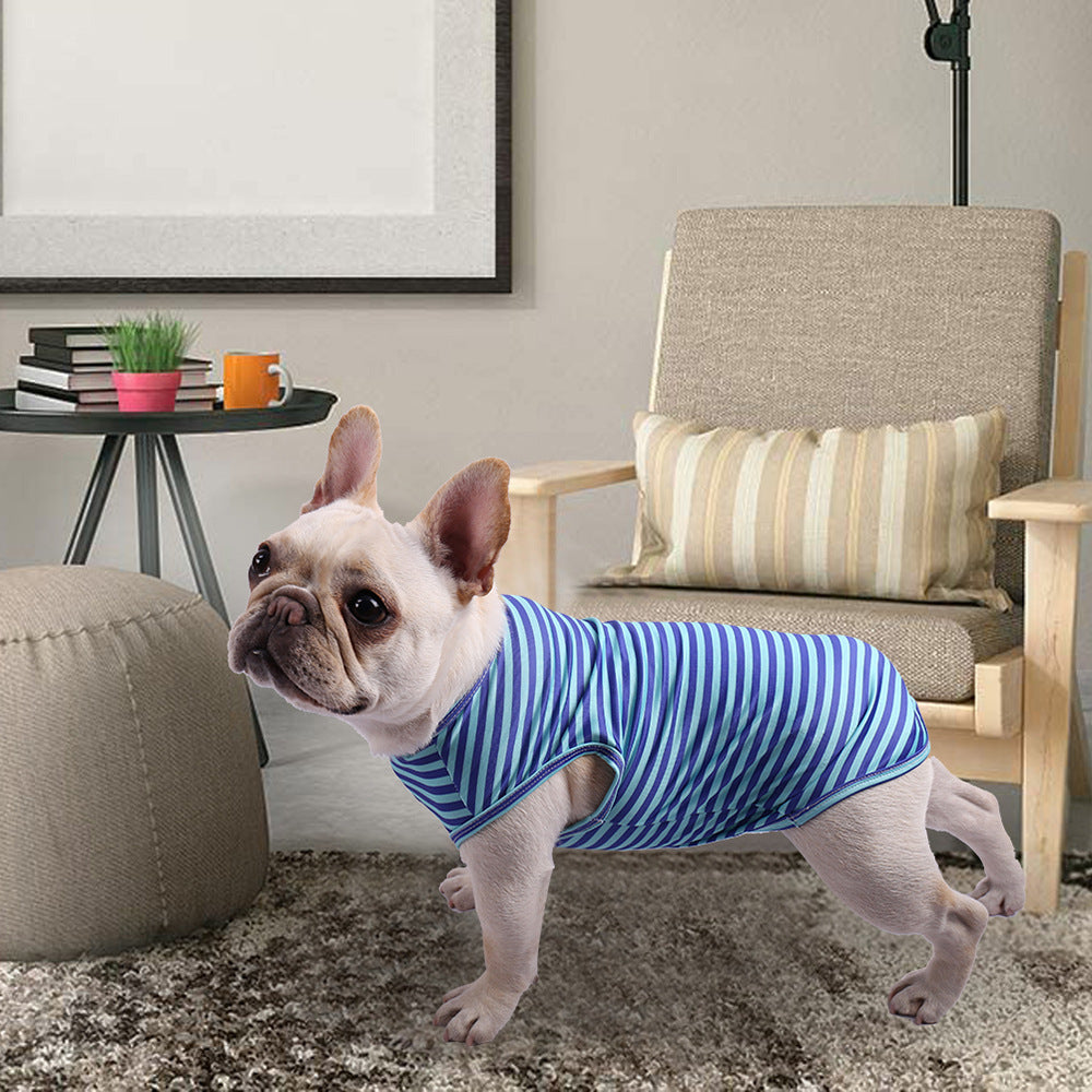 Striped Crew Neck Tank Top Pet Apparel