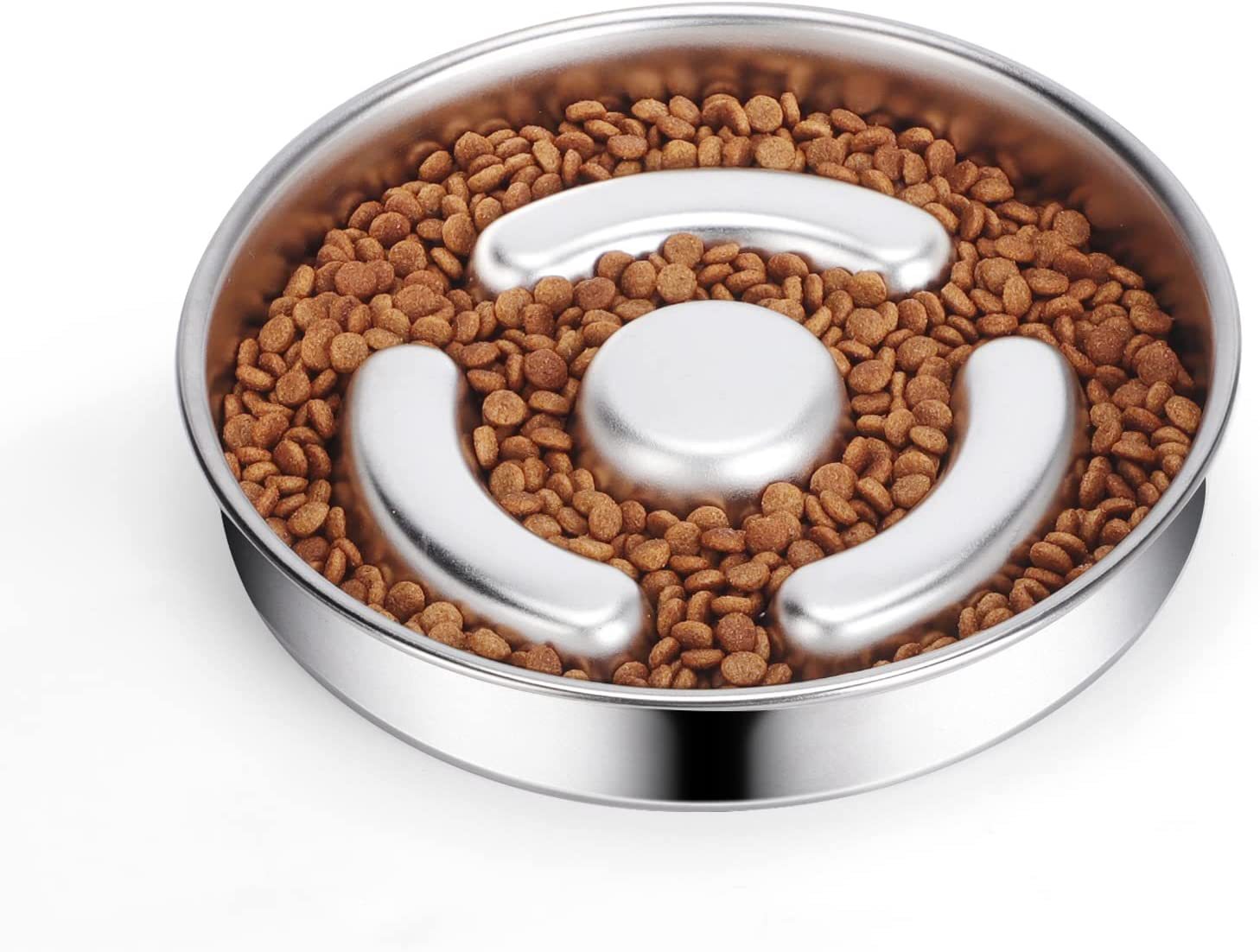 Pet Stainless Steel Slow Feeding Bowl Neck Protector Design