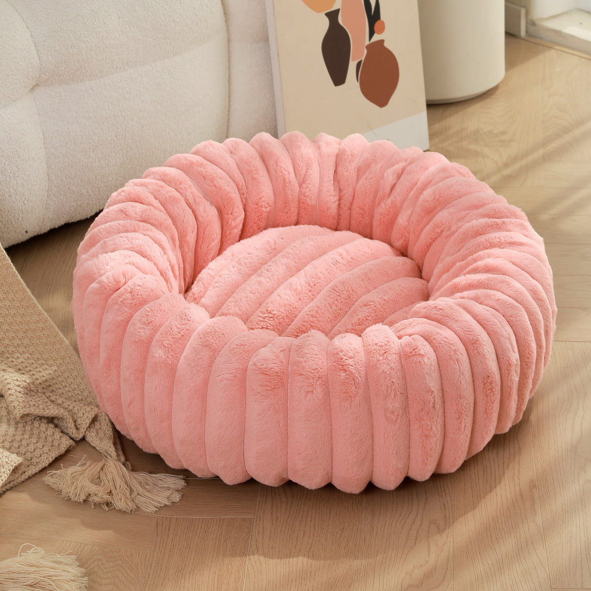 Pet Plush Round Winter Warm Nest Bed Kennel
