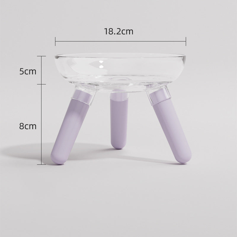 Pet Transparent Glass Anti Knock Feeding And Drinking Bowl
