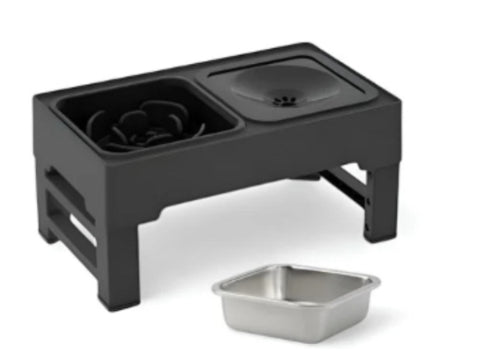 Adjustable Height Stainless Double Bowl Elevated Pet Feeder