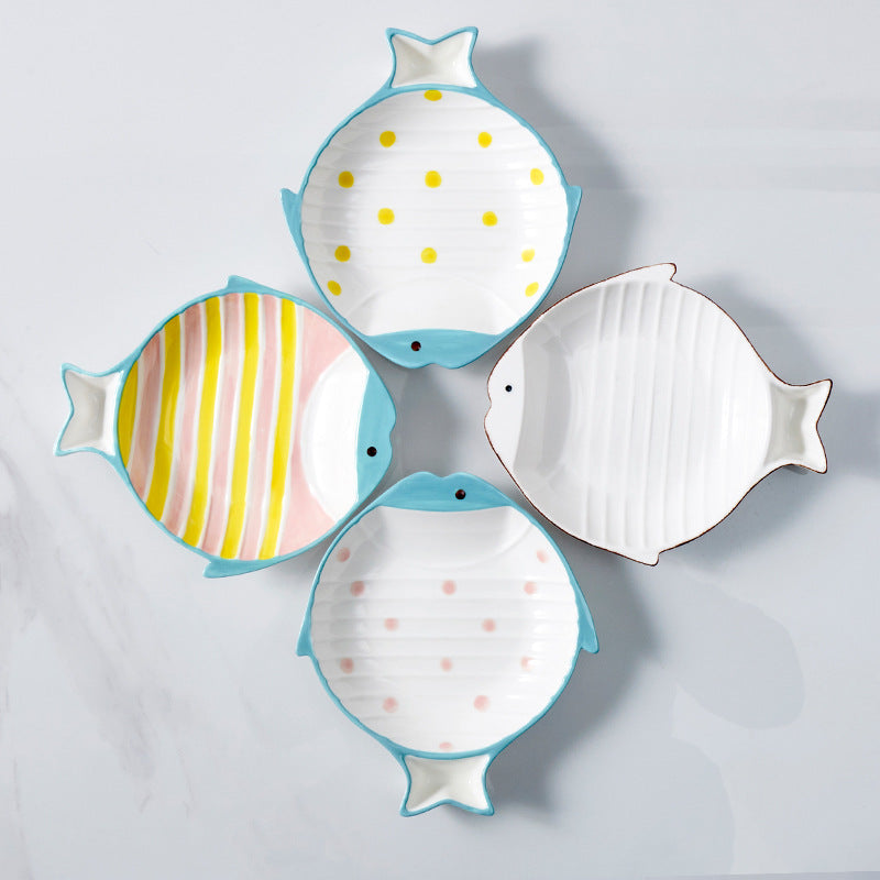 Fish Shaped Ceramic Feeding Bowl Pet Dish