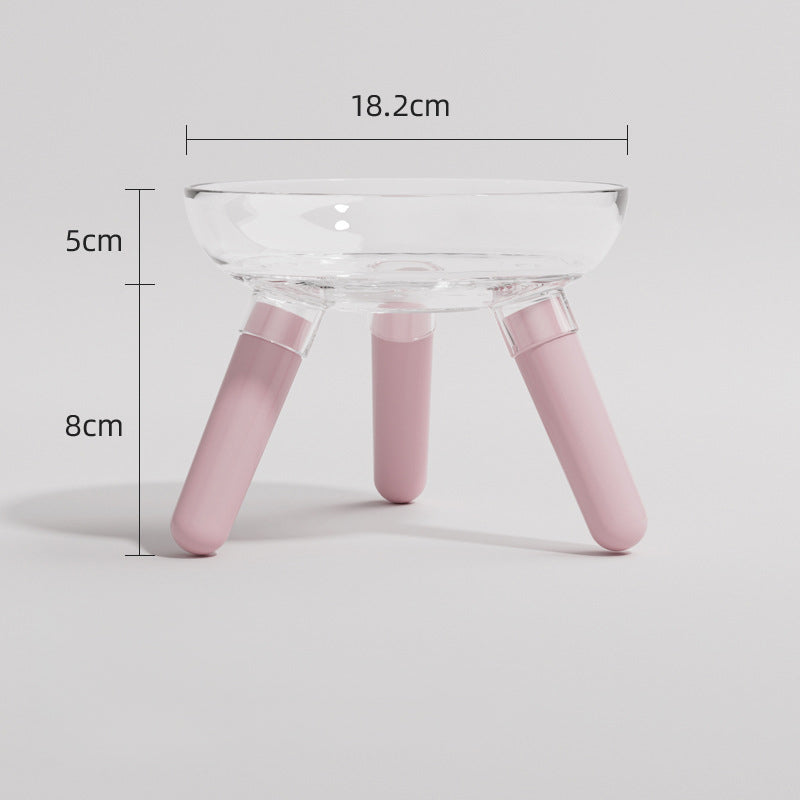 Pet Transparent Glass Anti Knock Feeding And Drinking Bowl