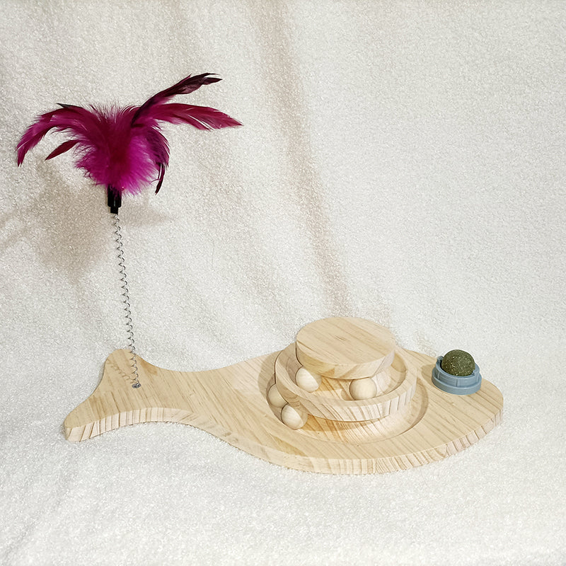 Solid Wood Turntable Bite Resistant Interactive Pet Toy Supplies
