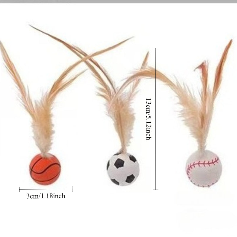 Self Entertainment Feather Bouncy Ball Interactive Pet Toy Supplies
