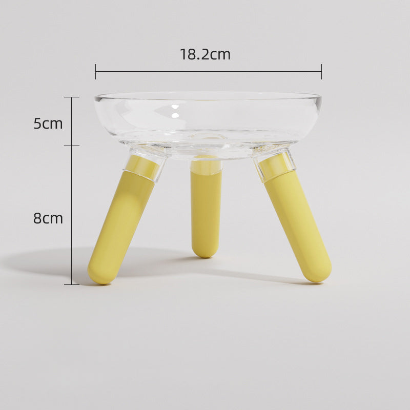Pet Transparent Glass Anti Knock Feeding And Drinking Bowl