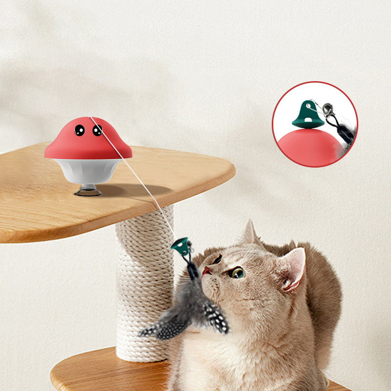 Suction Cup Retractable Wand Teaser Exercise Interactive Pet Toy