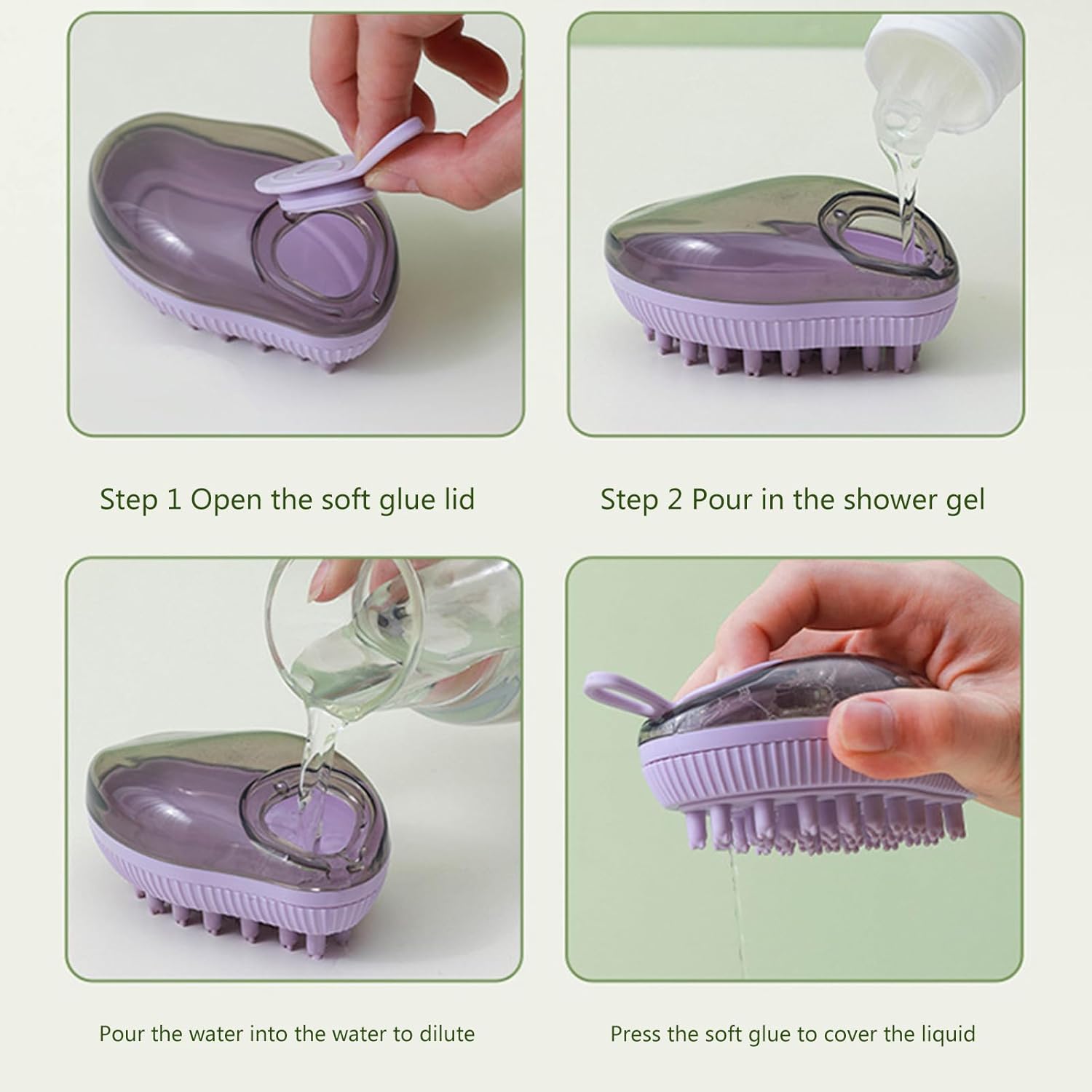 Silicone Shampoo Dispenser Bath Massage Grooming Pet Brush