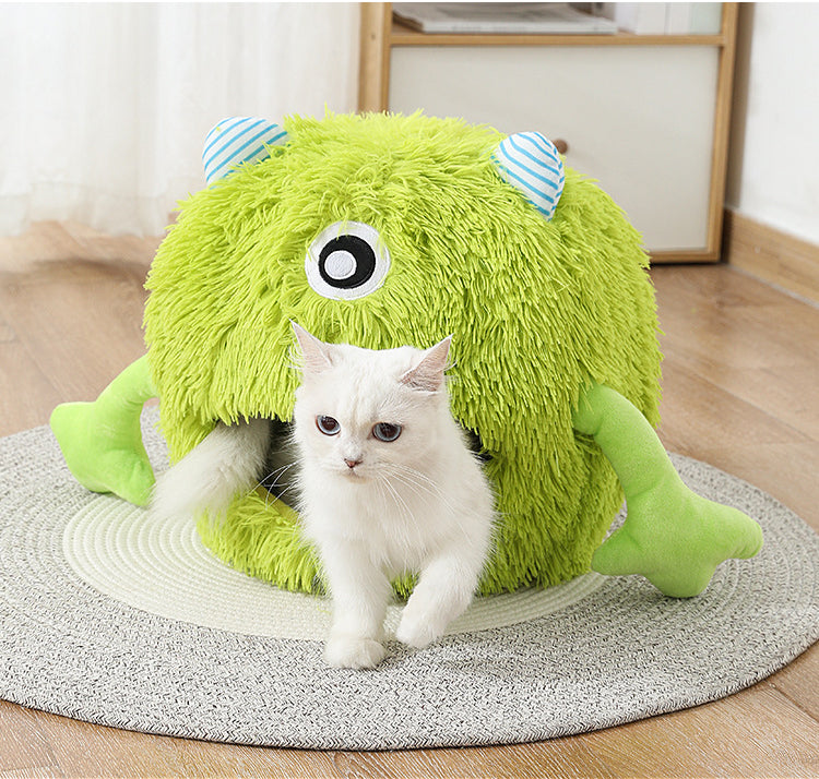 Pet Calming Fluffy Round Bed Machine Washable Non Slip