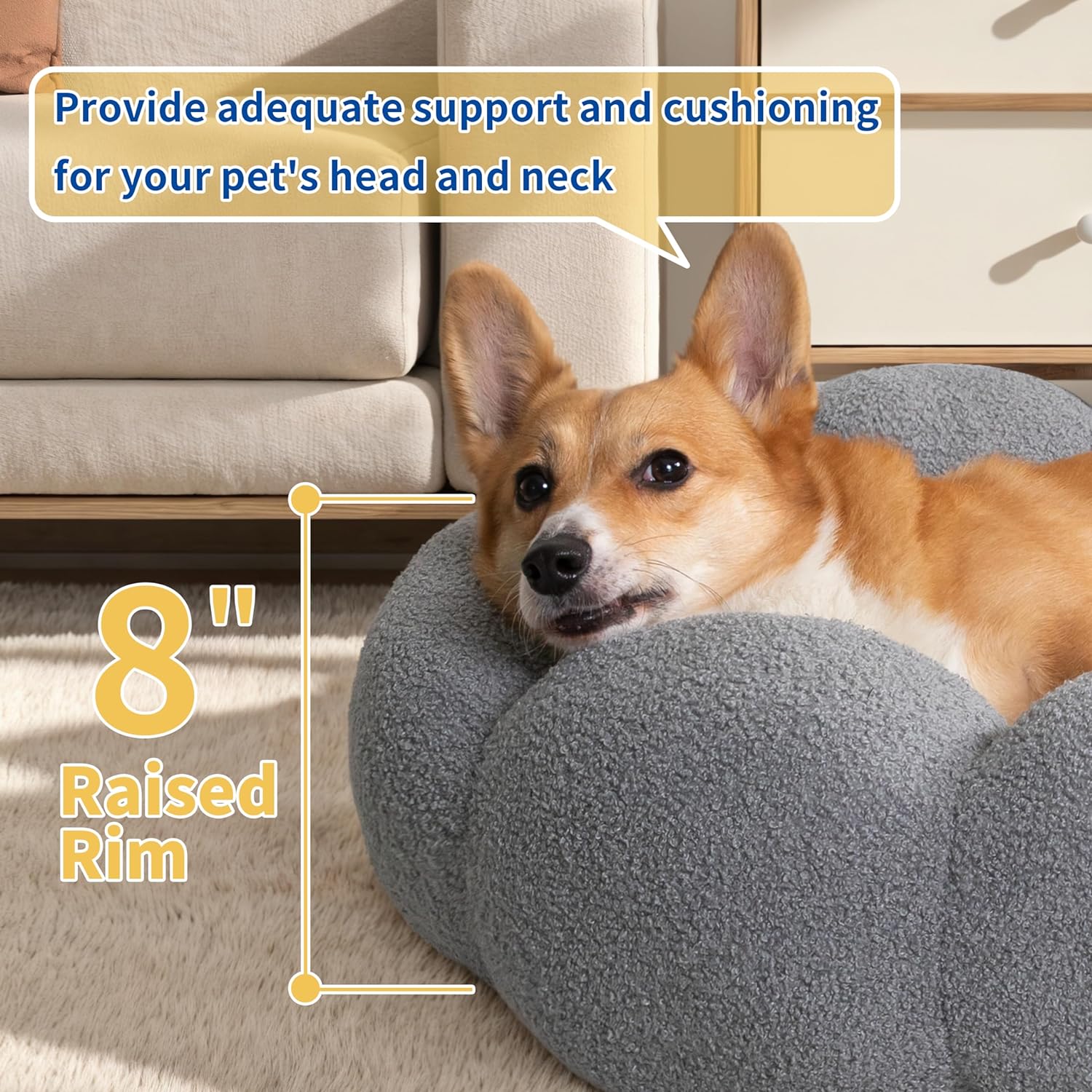 Pet Calming Plush Donut Bed Non Slip Washable