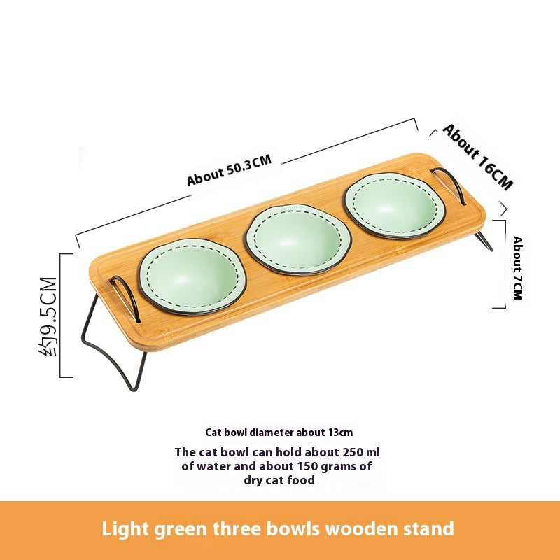 Multi Functional Wooden Pet Bowl Rack Ceramic Feeding Station