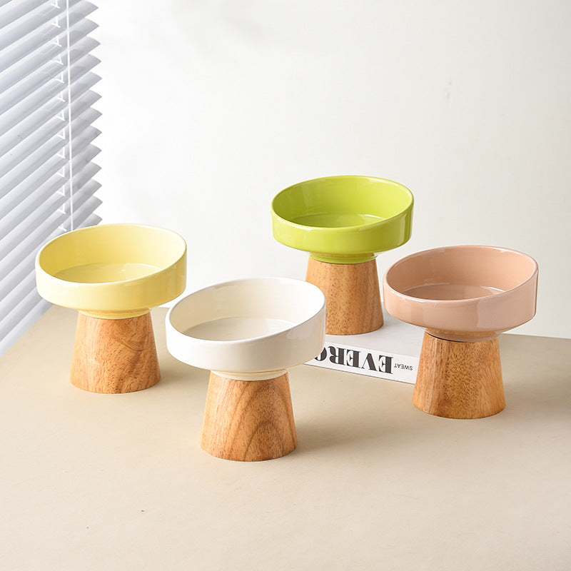 Pet Ceramic Elevated Feeding Bowl Food Water Dish