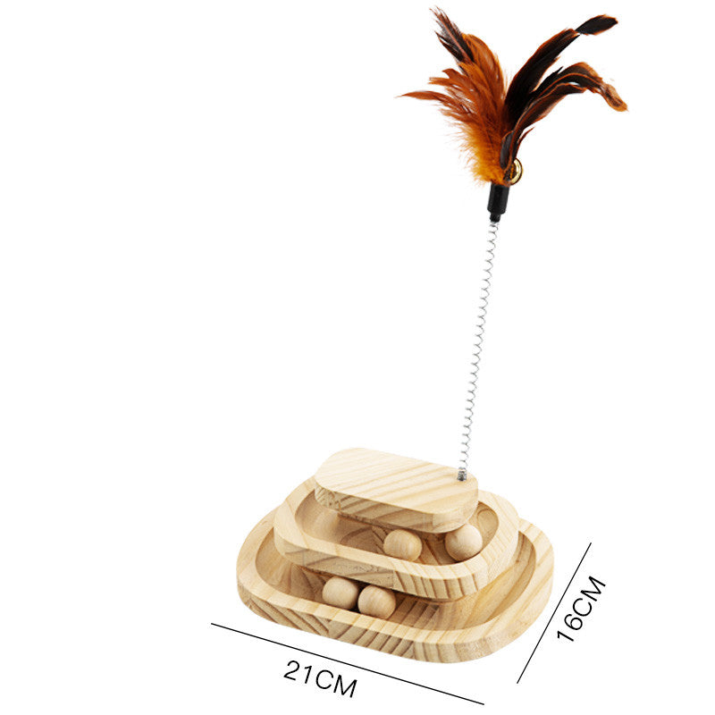 Solid Wood Turntable Bite Resistant Interactive Pet Toy Supplies