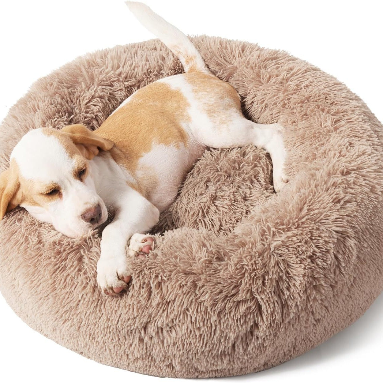 Solid Color Non Slip Plush Round Pet Bed Cushion
