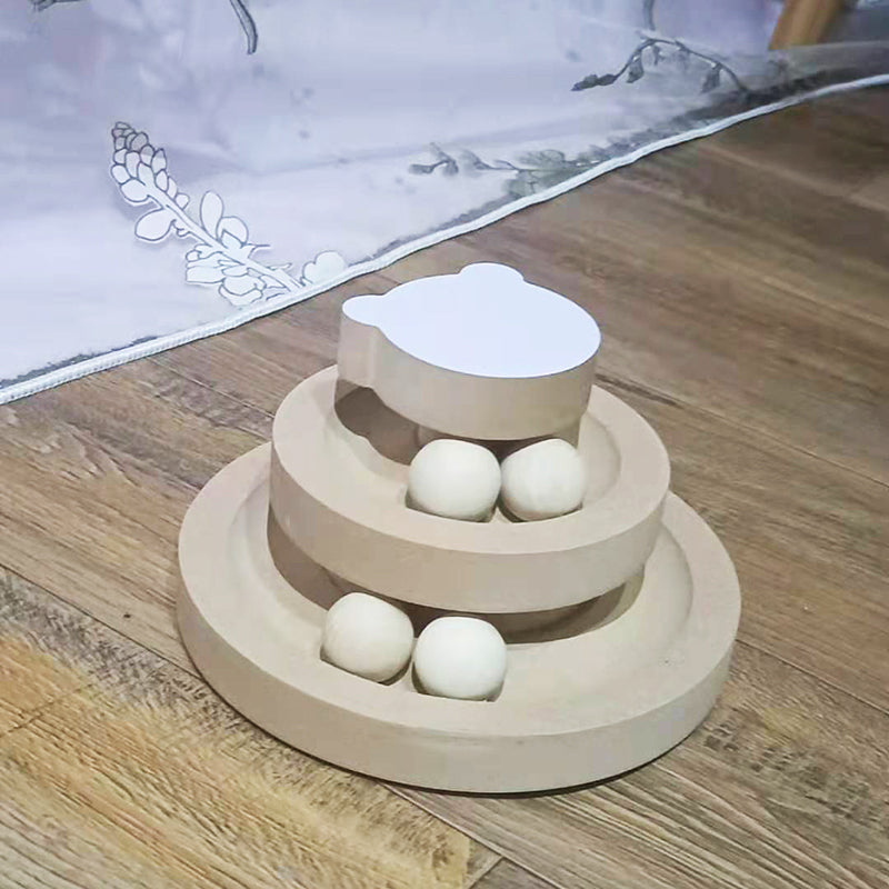 Solid Wood Turntable Bite Resistant Interactive Pet Toy Supplies