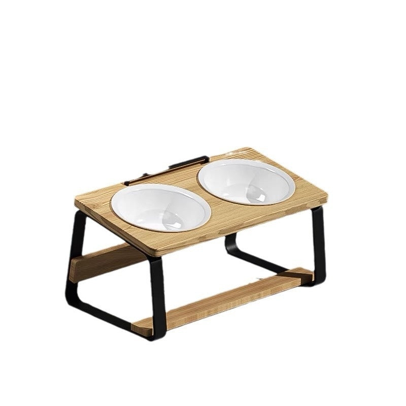 Ceramic Double Pet Bowl Elevated Feeding Water Station