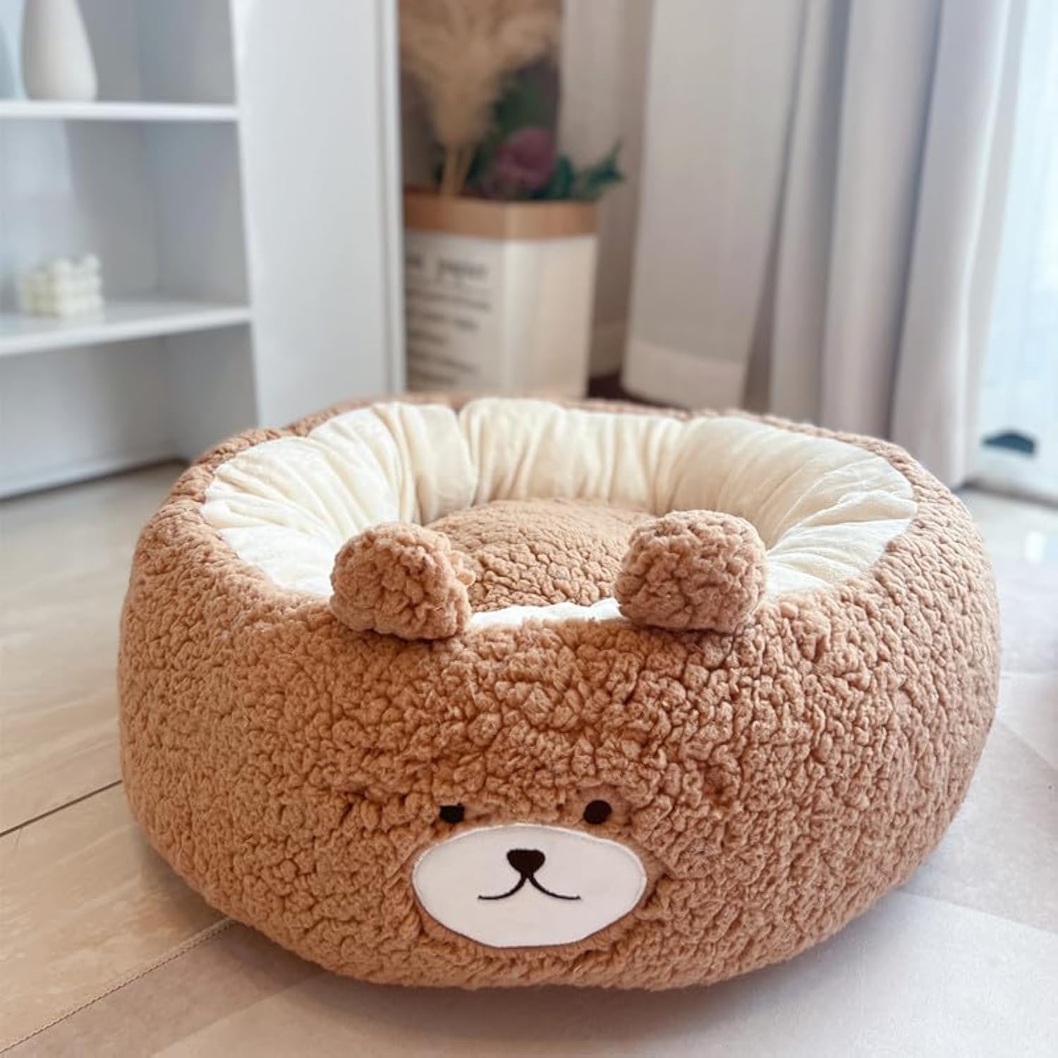 Pet Plush Round Nest Bed Four Seasons Cushion Design